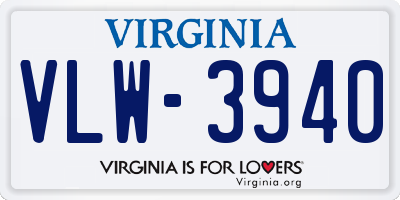 VA license plate VLW3940