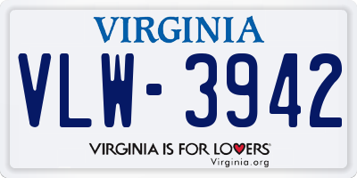 VA license plate VLW3942