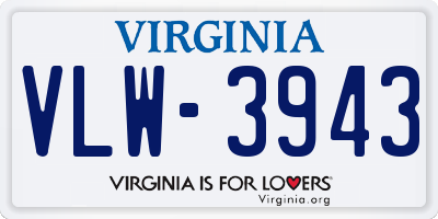 VA license plate VLW3943