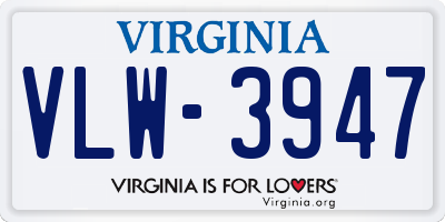 VA license plate VLW3947