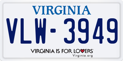 VA license plate VLW3949