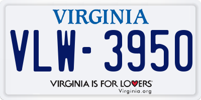 VA license plate VLW3950