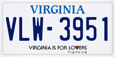 VA license plate VLW3951