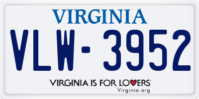 VA license plate VLW3952