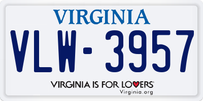 VA license plate VLW3957