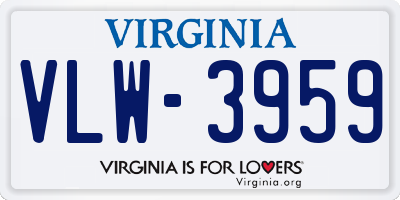 VA license plate VLW3959