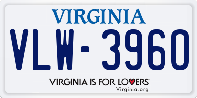 VA license plate VLW3960