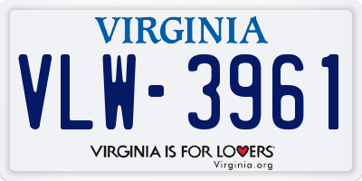 VA license plate VLW3961