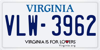 VA license plate VLW3962