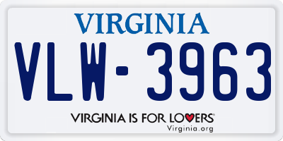 VA license plate VLW3963