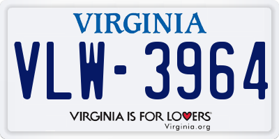 VA license plate VLW3964