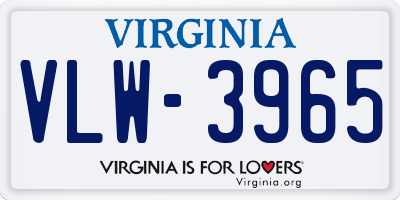 VA license plate VLW3965