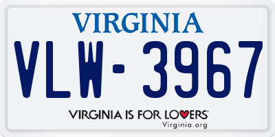 VA license plate VLW3967