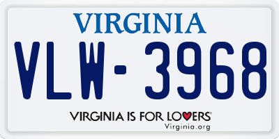 VA license plate VLW3968