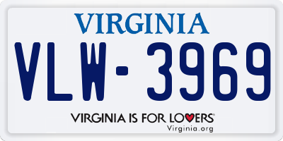 VA license plate VLW3969