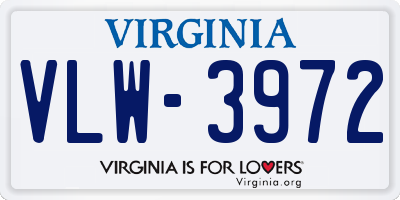 VA license plate VLW3972