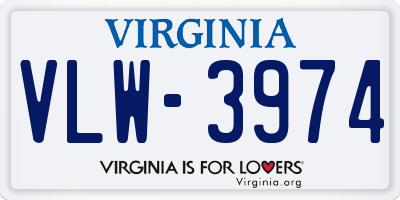 VA license plate VLW3974