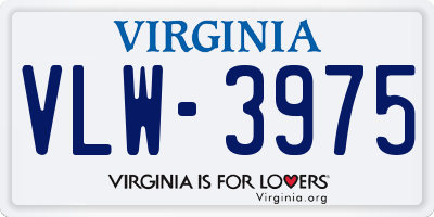 VA license plate VLW3975