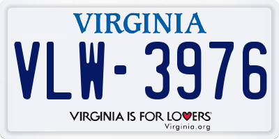 VA license plate VLW3976