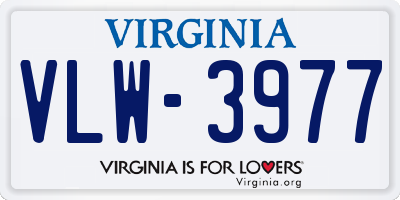 VA license plate VLW3977