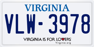 VA license plate VLW3978