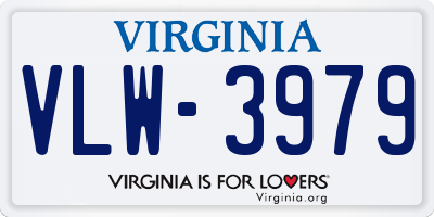 VA license plate VLW3979