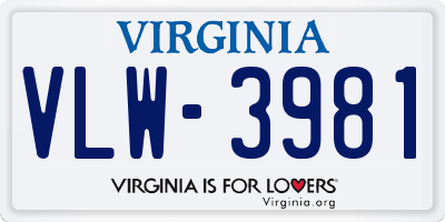 VA license plate VLW3981