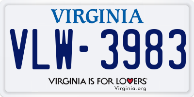 VA license plate VLW3983