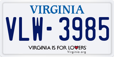 VA license plate VLW3985