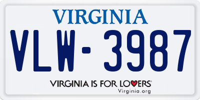 VA license plate VLW3987