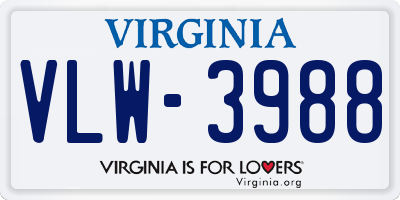 VA license plate VLW3988