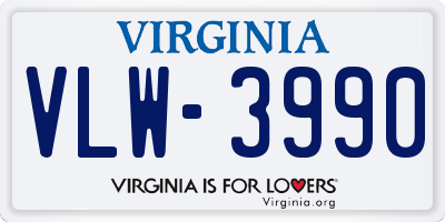 VA license plate VLW3990