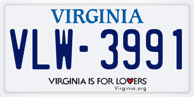 VA license plate VLW3991