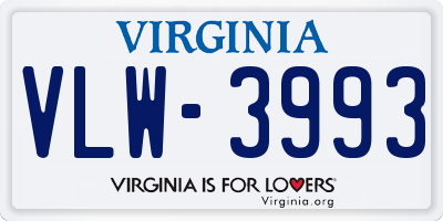 VA license plate VLW3993