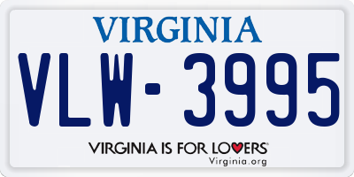 VA license plate VLW3995