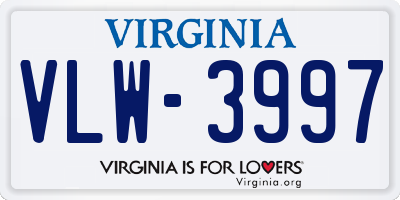 VA license plate VLW3997