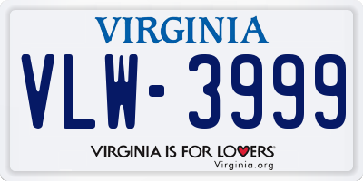 VA license plate VLW3999