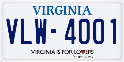 VA license plate VLW4001