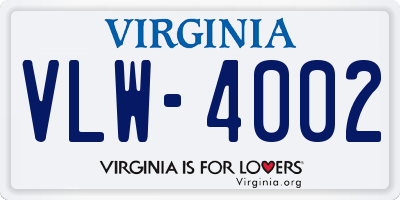 VA license plate VLW4002