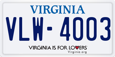 VA license plate VLW4003