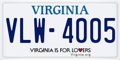 VA license plate VLW4005