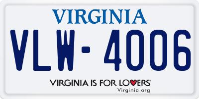 VA license plate VLW4006