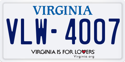 VA license plate VLW4007