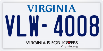 VA license plate VLW4008