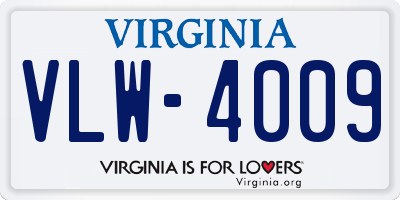 VA license plate VLW4009