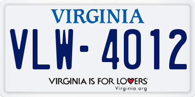 VA license plate VLW4012