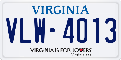 VA license plate VLW4013