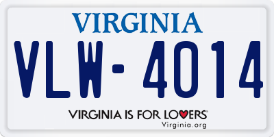 VA license plate VLW4014