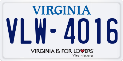 VA license plate VLW4016