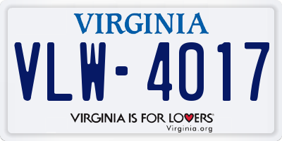 VA license plate VLW4017